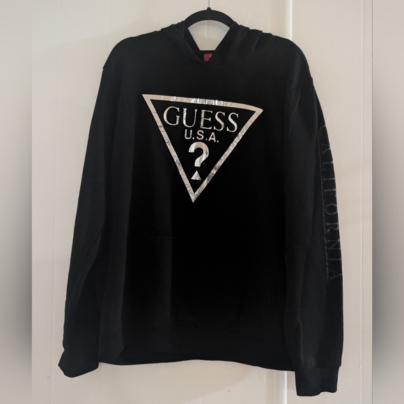 Guess Black Logo Hoodie for Men - Picture 1 of 11